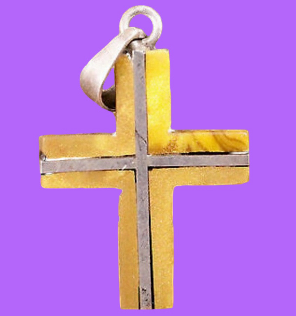 TAXCO Vintage 925 & Spiny Oyster Cross Pendant
